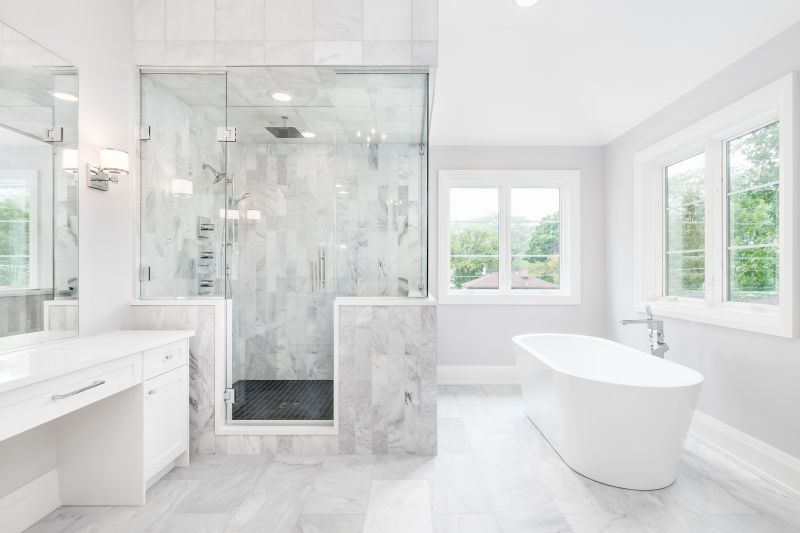 Walk-in Shower with Marble Tiles